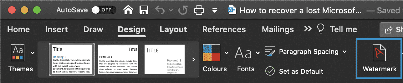 How to Insert a Draft watermark into Microsoft Word Documents