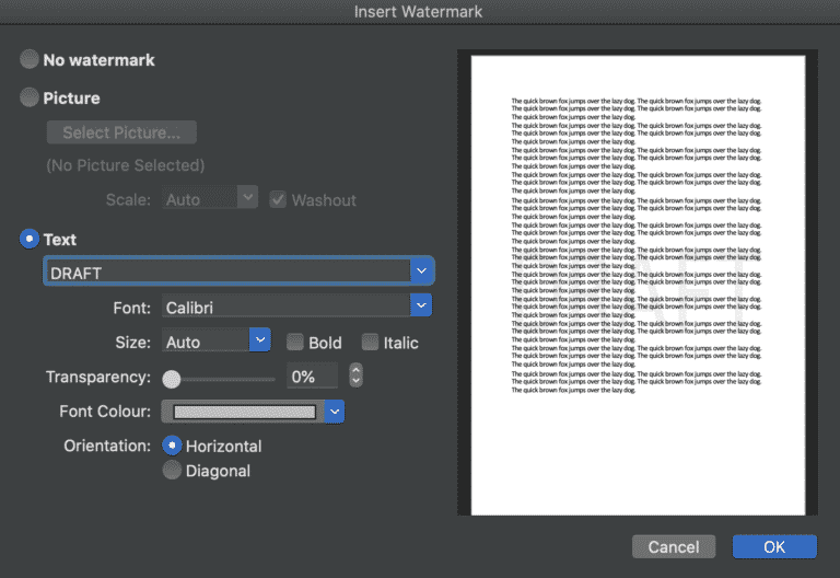 How to Insert a Draft watermark into Microsoft Word Documents