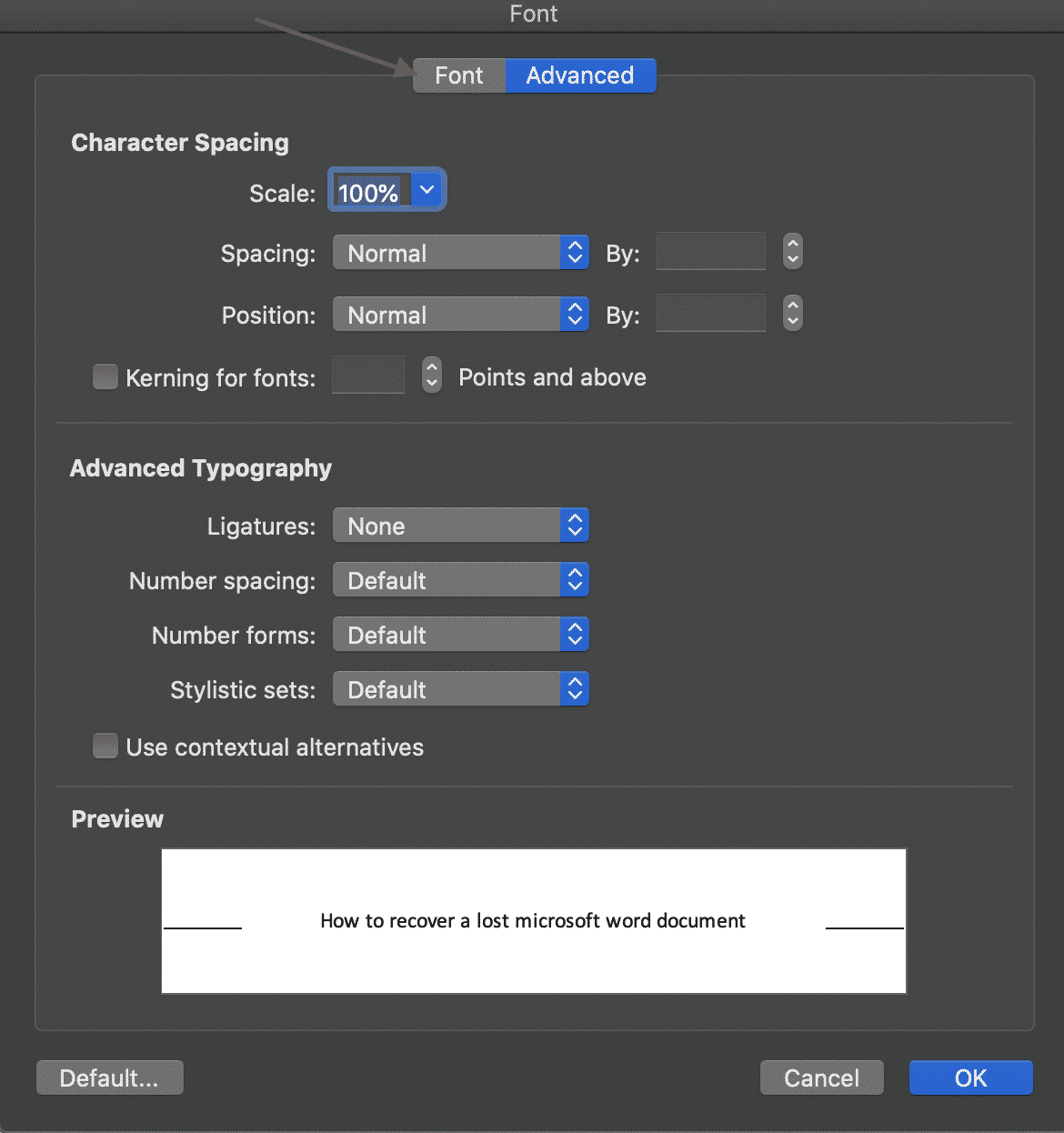How to do small caps in a Microsoft Word document