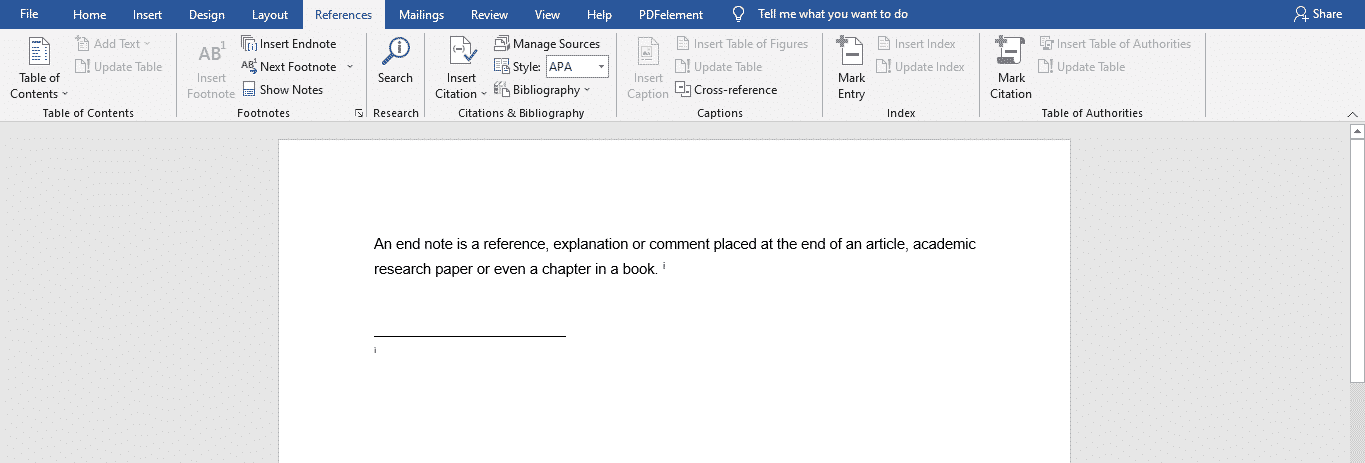 endnote format microsoft word