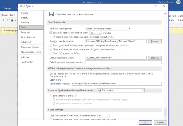 How to adjust Autosave timing in a Microsoft Word document