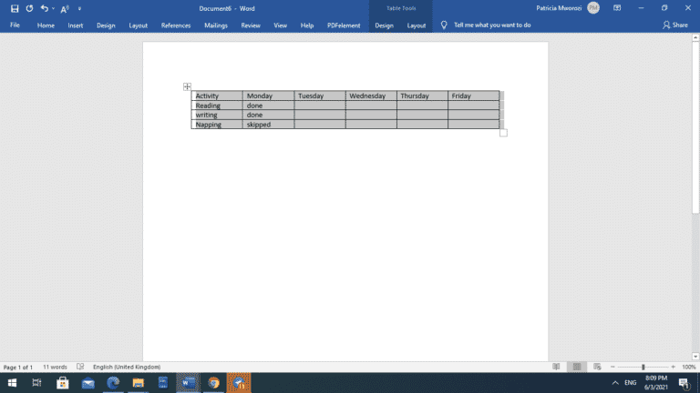 How to center text in a table in a Microsoft Word document