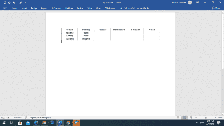 How to center text in a table in a Microsoft Word document