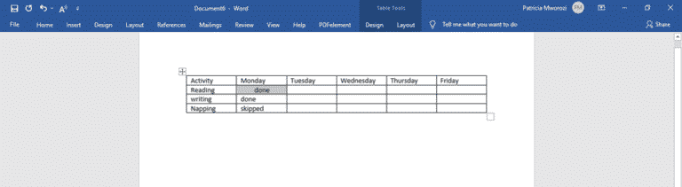 How to center text in a table in a Microsoft Word document