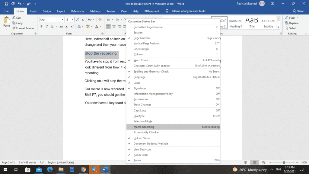 How to Double Indent in a Microsoft Word document