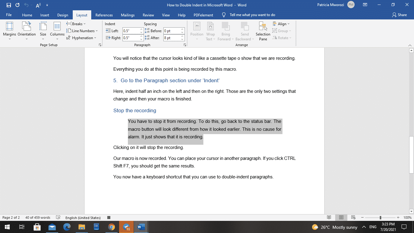 How to Double Indent in a Microsoft Word document