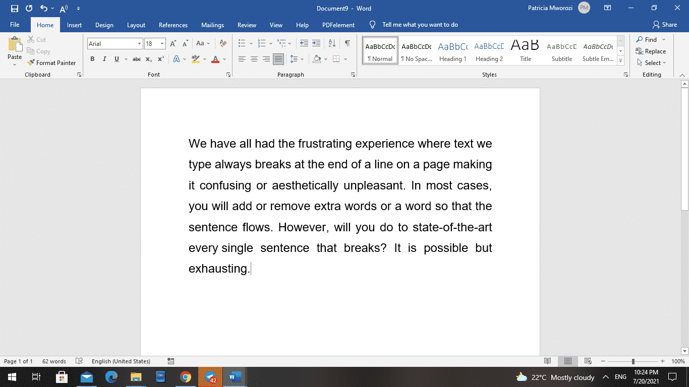 microsoft word page break shortcut