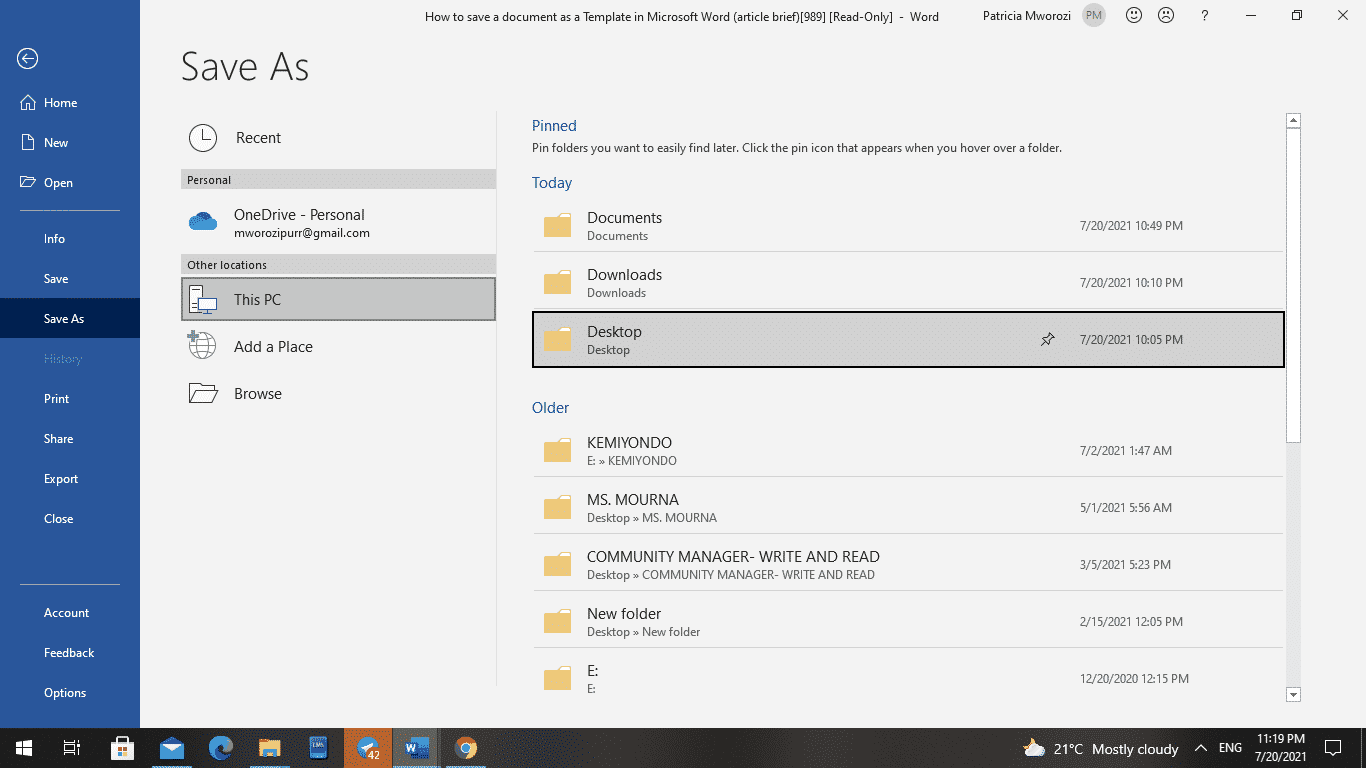 How To Save A Document As A Template In Microsoft Word