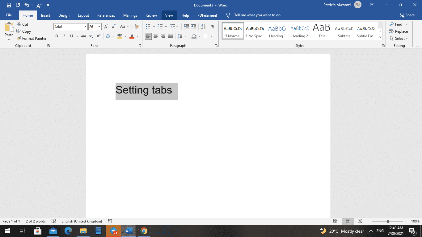 How to set the tabs in your Microsoft Word document