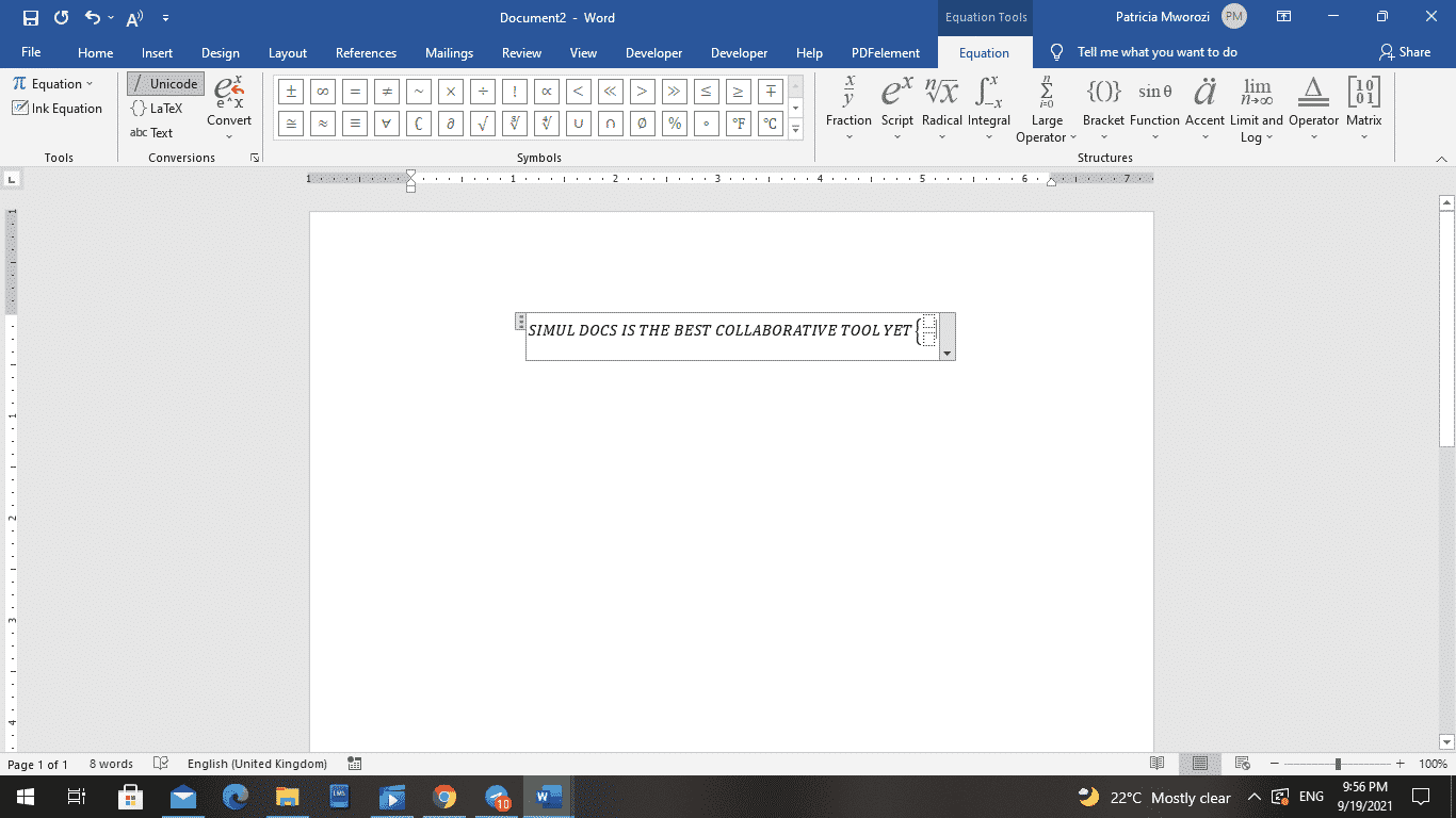How to put multiple lines of text in brackets in word