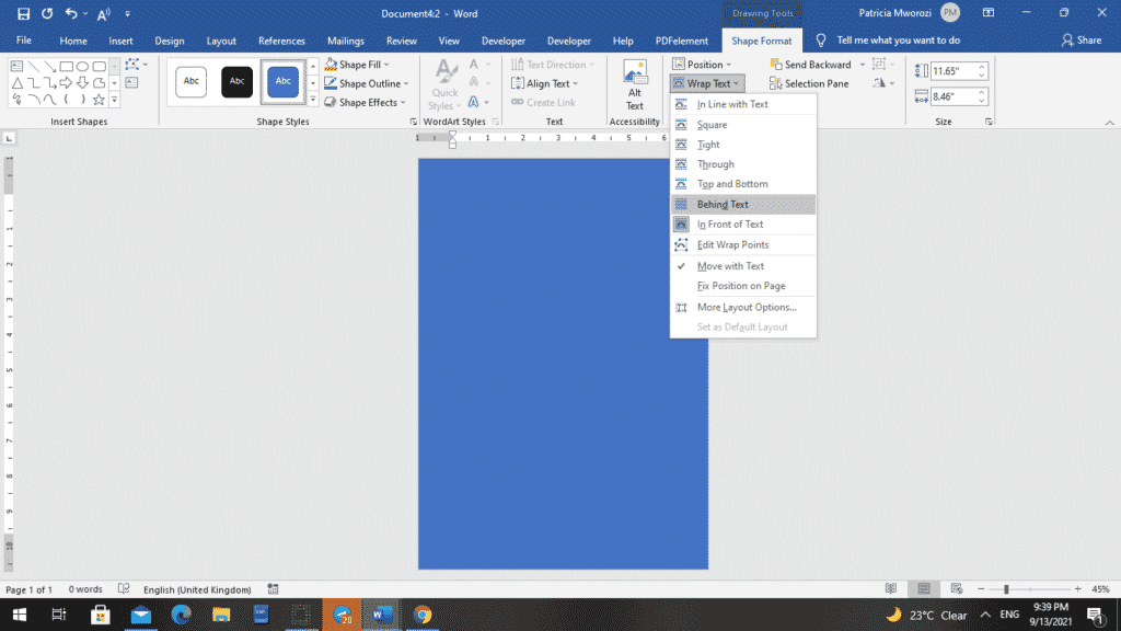 How to add a background image to one page of Microsoft Word documents