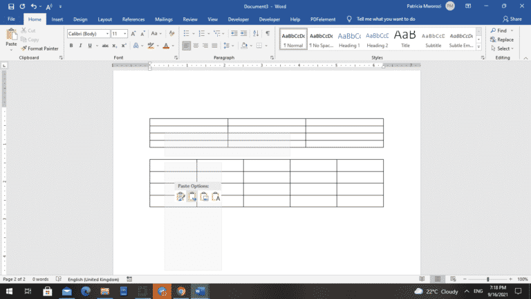 How to combine tables in Microsoft Word documents