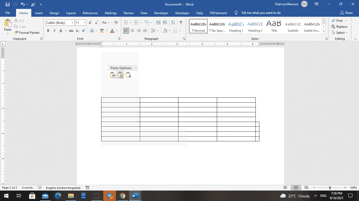 How to combine tables in Microsoft Word documents