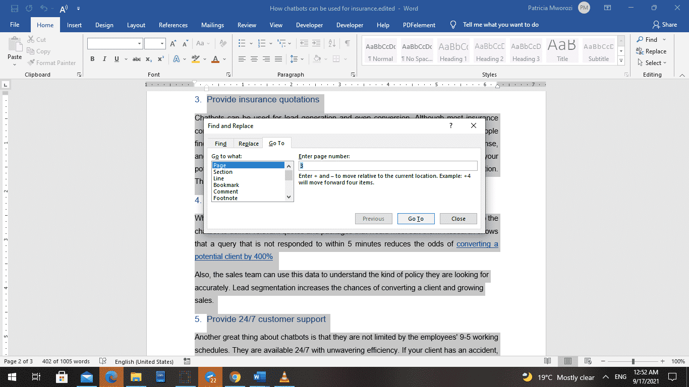 How to delete multiple pages in a Microsoft Word document