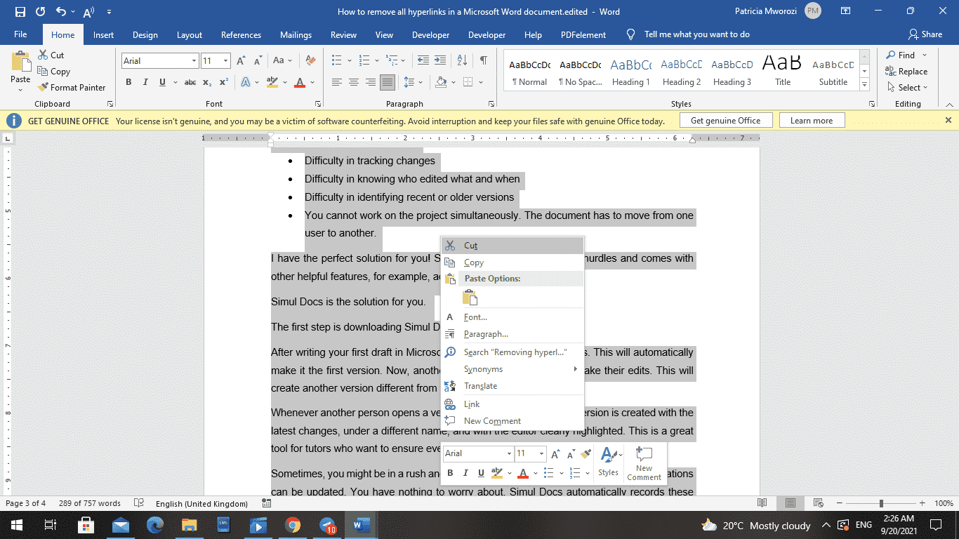 How to reorder pages in Microsoft Word document