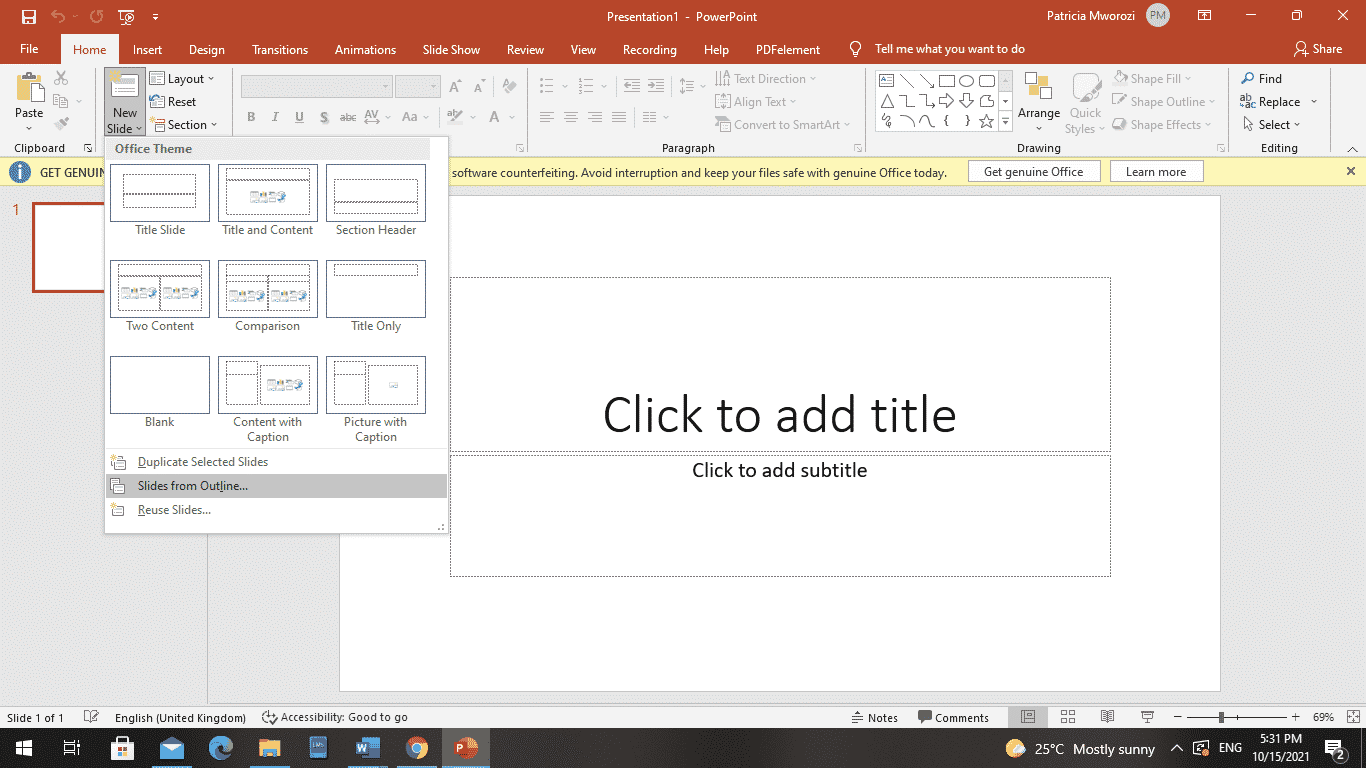 How to convert a Microsoft Word document to PowerPoint