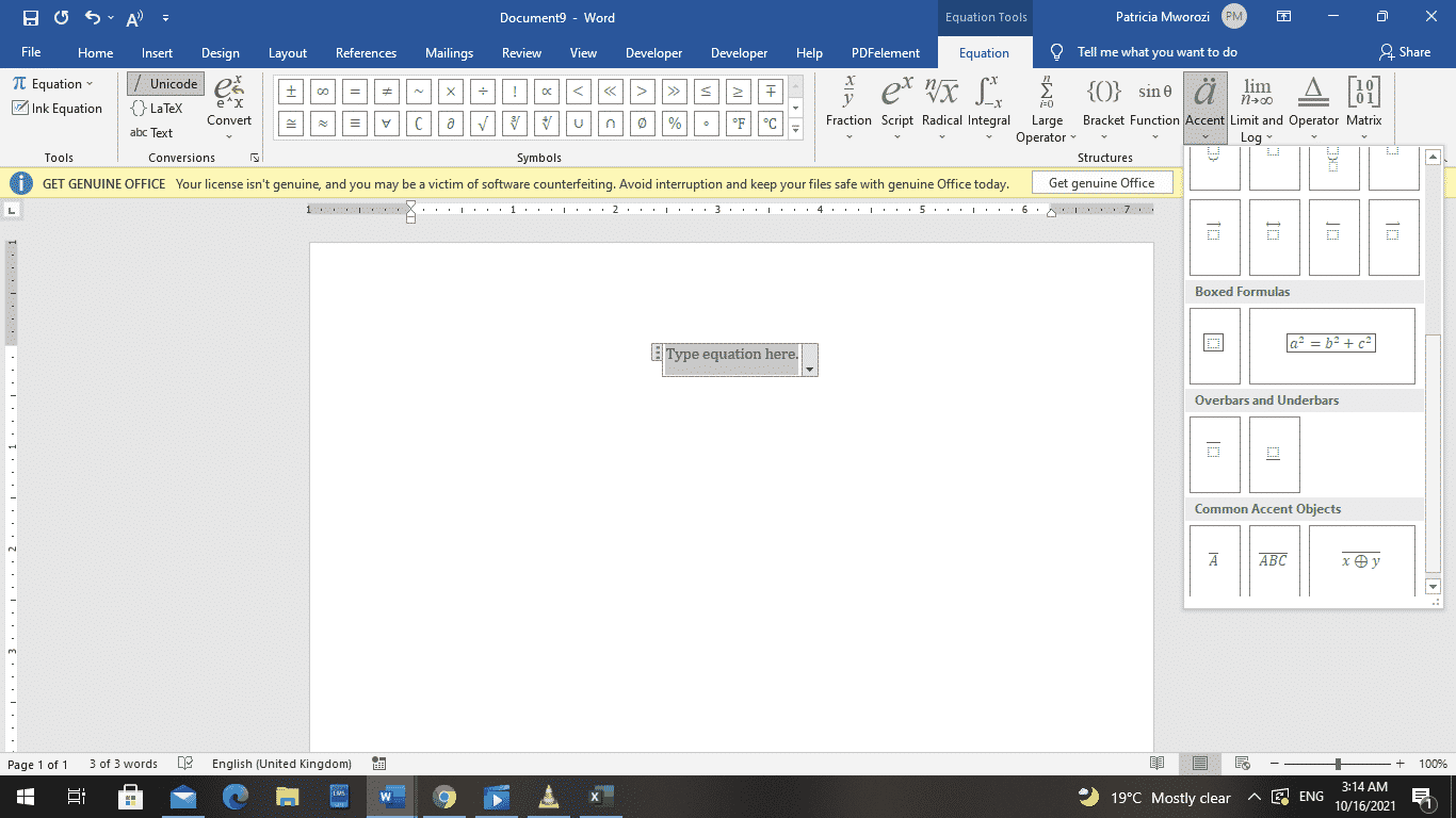 how to insert text over line in word