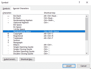 How to keep two words together on one line in a Microsoft Word document